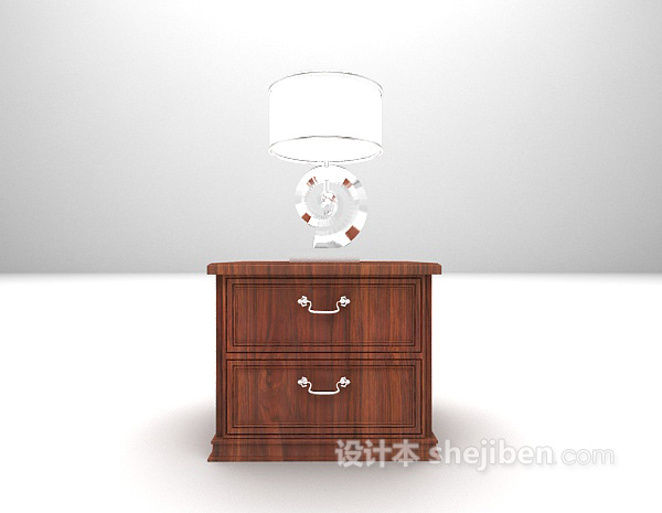 欧式实木床头柜3d模型下载