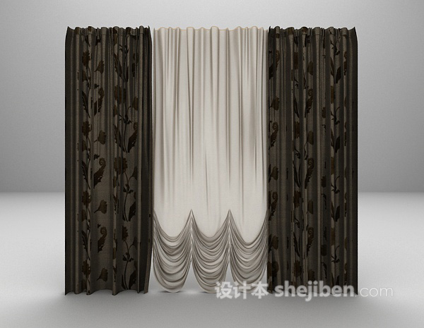 欧式窗帘3d模型下载