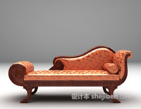 红色欧式躺椅3d模型下载