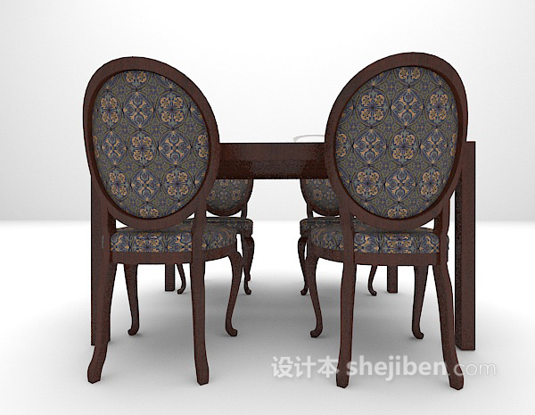 中式餐桌3d模型下载