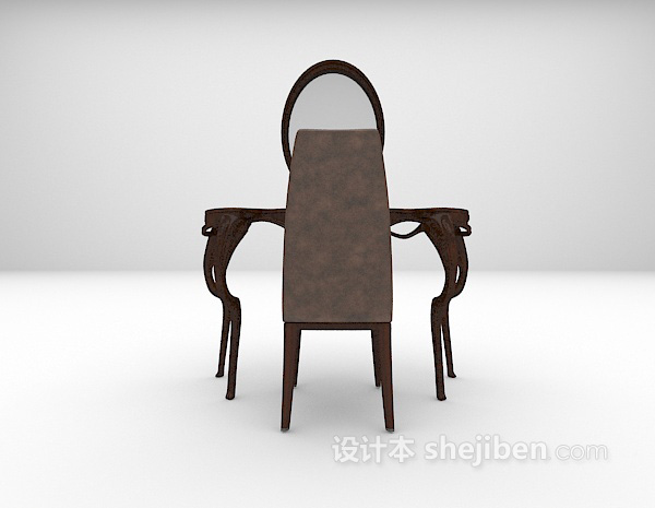 欧式实木梳妆台3d模型下载