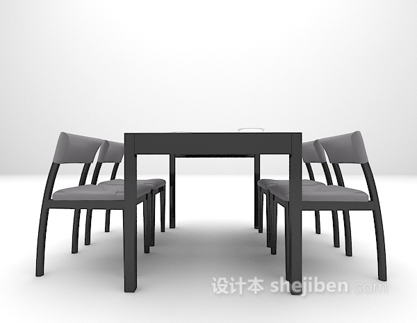黑色餐桌组合3d模型下载