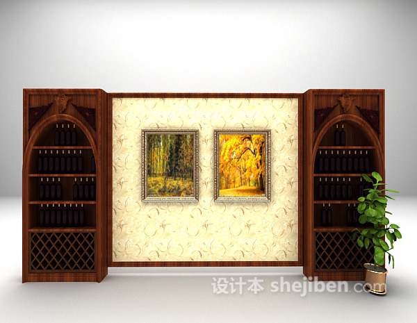 酒柜3d模型下载