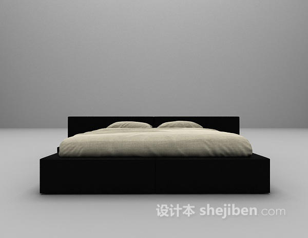 黑色床3d模型下载
