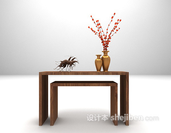 棕色边几3d模型下载