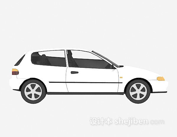 白色小轿车的3d模型下载