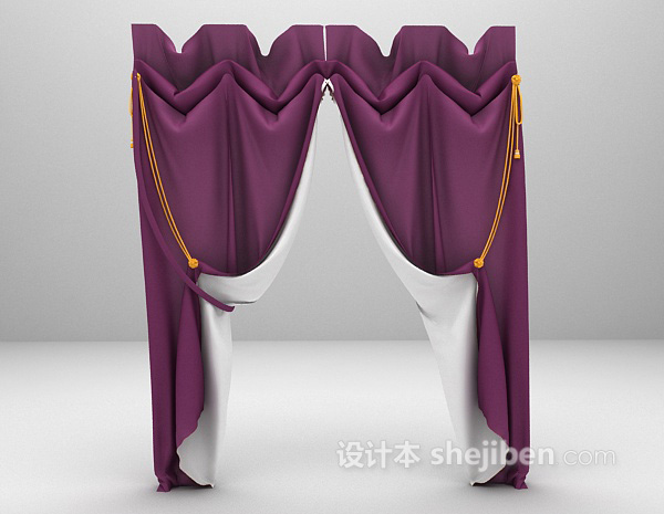 浪漫紫色窗帘3d模型下载