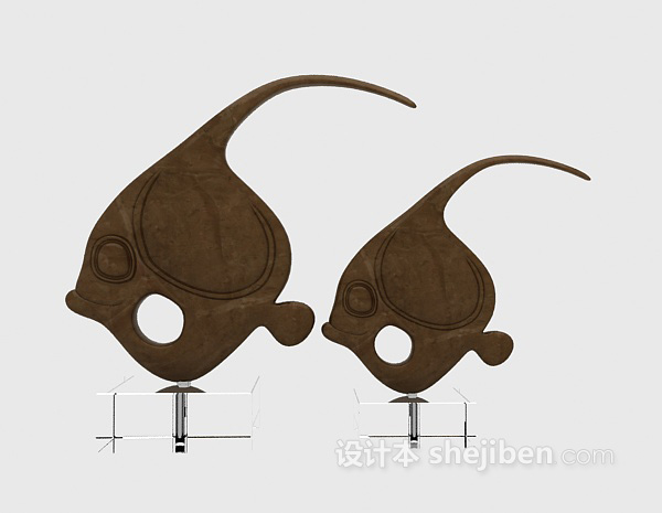 鱼的雕塑摆件3d模型下载