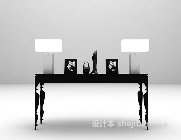 欧式黑色边几3d模型下载