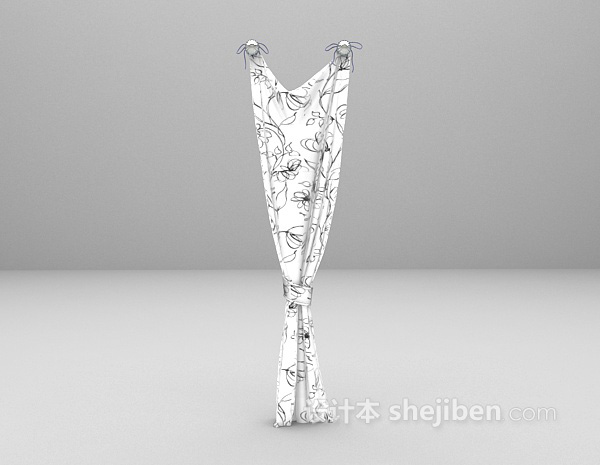 现代白色窗帘max窗帘3d模型下载