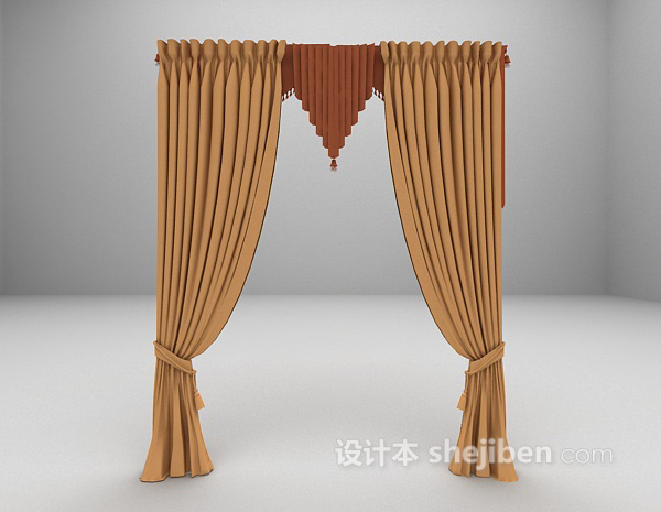 欧式风格窗帘3d模型下载
