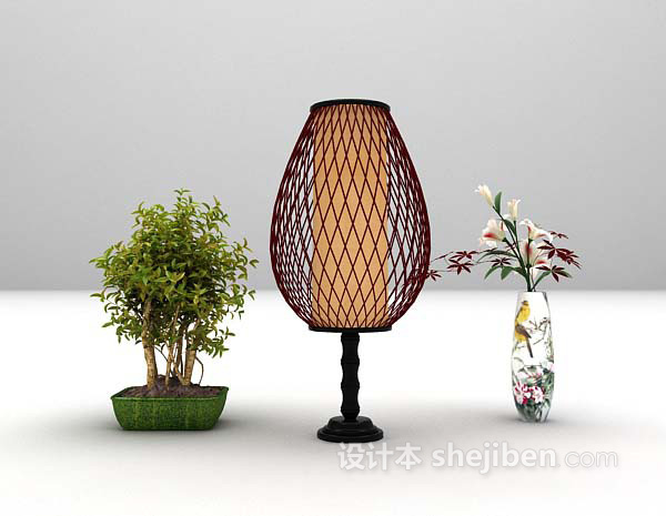 中式装饰灯3d模型下载