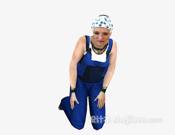 跪着的女人3d模型下载