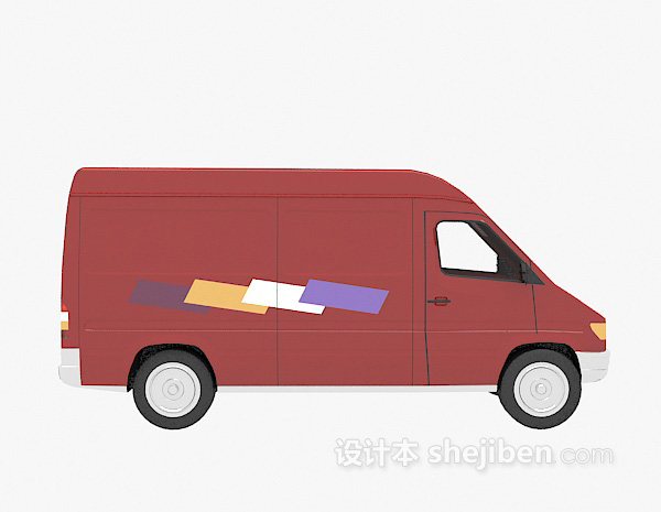 红色面包车的3d模型下载