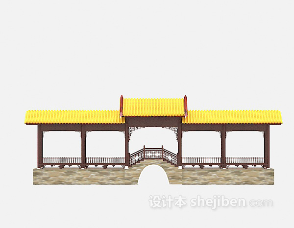 古建长廊3d模型下载