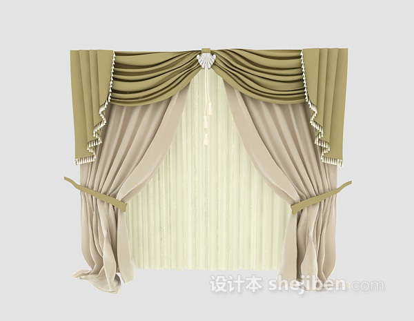 欧式窗帘3d模型下载