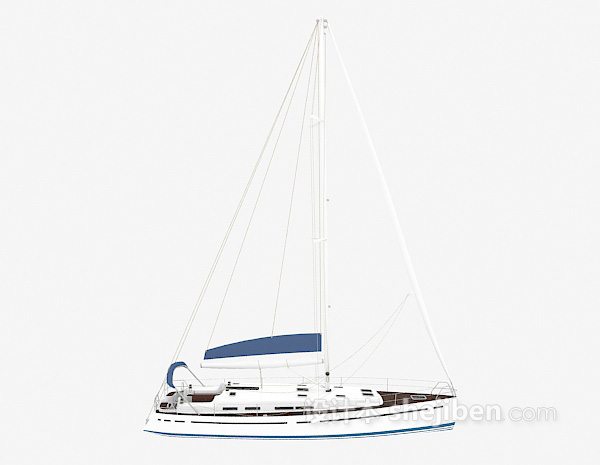 蓝白帆船3d模型下载