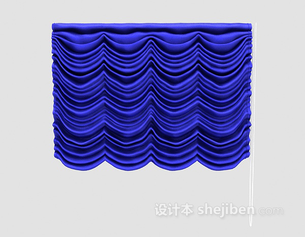 蓝色褶帘3d模型下载