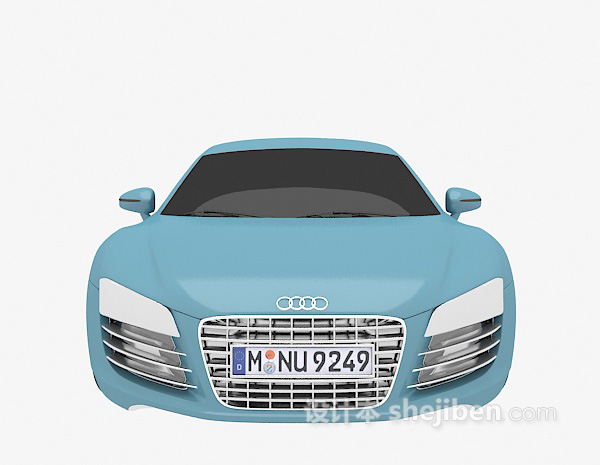 蓝色奥迪汽车3d模型下载