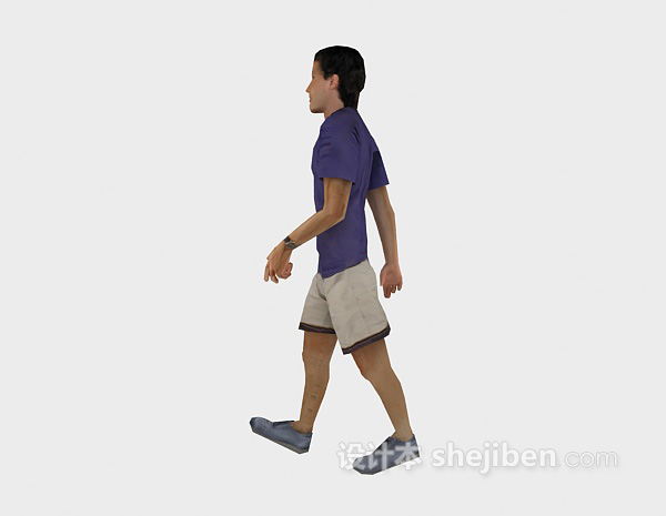 青年人走姿人物3d模型下载