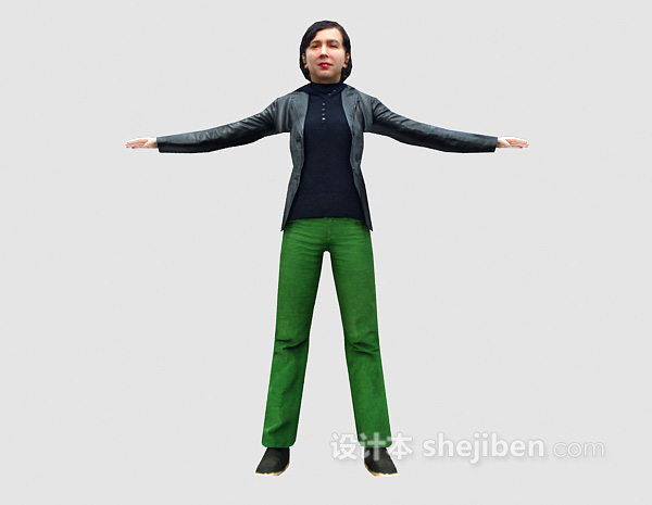 女人站姿人物3d模型下载
