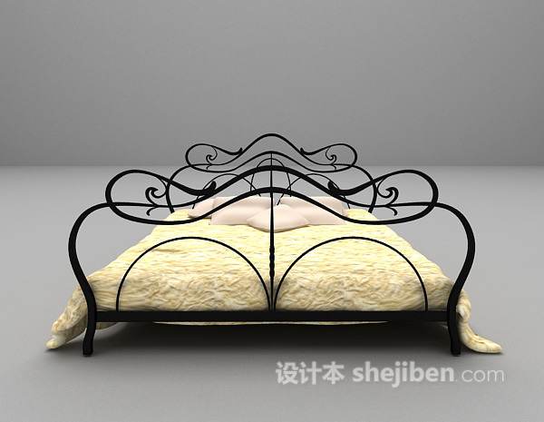 铁艺单人床3d模型下载
