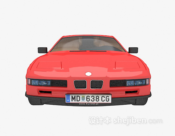 红色小轿车的3d模型下载