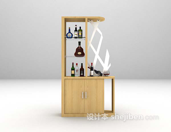 木质展示柜3d模型下载