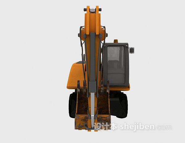 挖掘机黄色3d模型下载