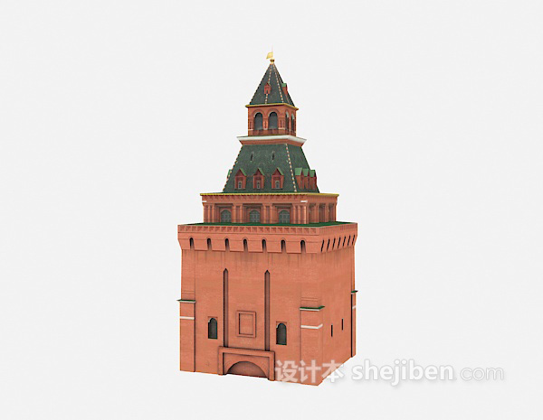 红色古建3d模型下载