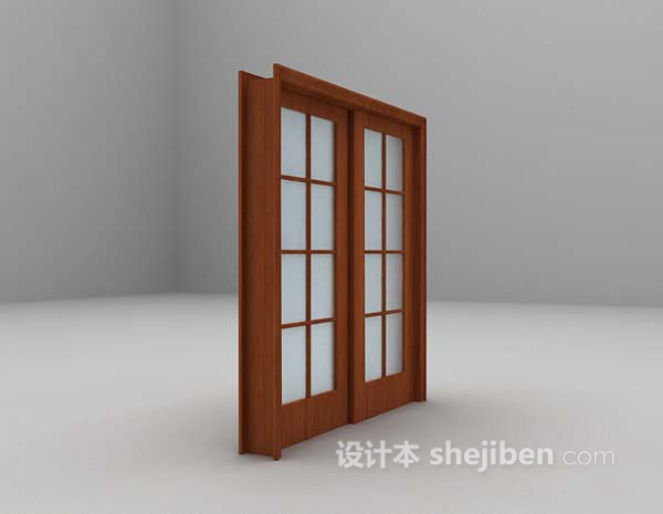 推拉式木质门3d模型下载