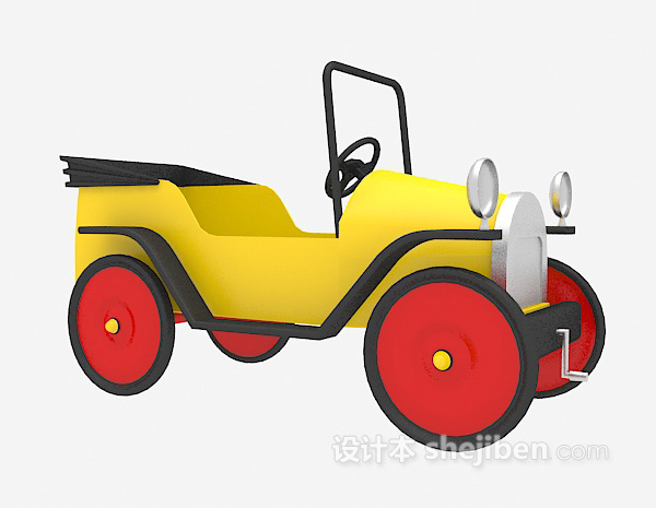 黄色玩具汽车3d模型下载