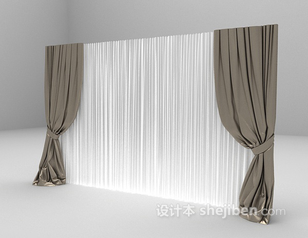 灰白配窗帘3d模型下载