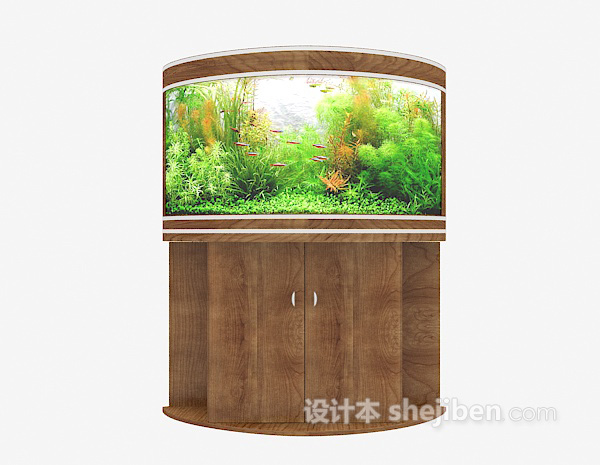 带植物鱼缸3d模型下载