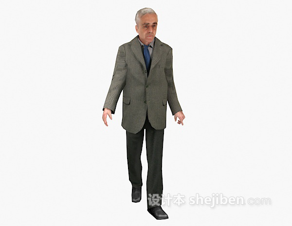 老人走姿3d模型下载