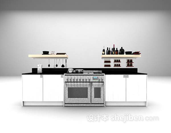 灰色现代橱柜3d模型下载