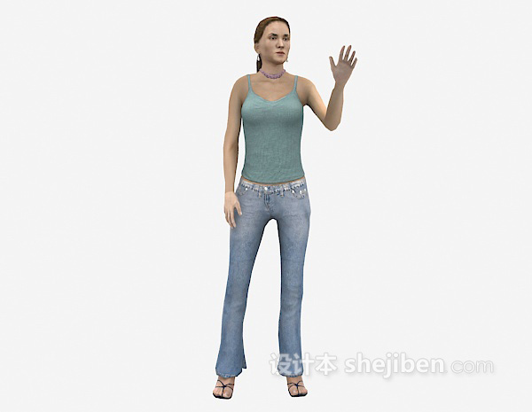 招手中的女人3d模型下载