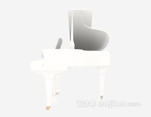 白色钢琴3d模型下载