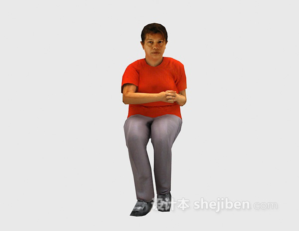 人物坐姿女人3d模型下载