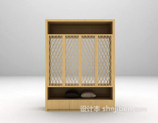 现代木质衣柜3d模型下载