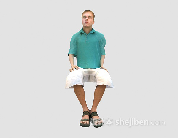 男人坐姿3d模型下载