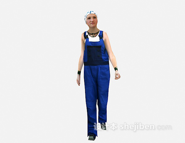 戴头巾的女人3d模型下载