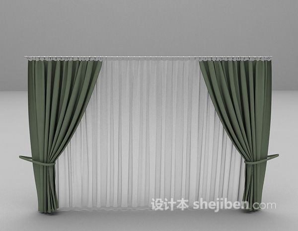 灰色窗帘3d模型下载