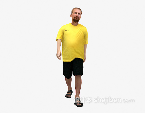 黄色衣服走姿max人物3d模型下载