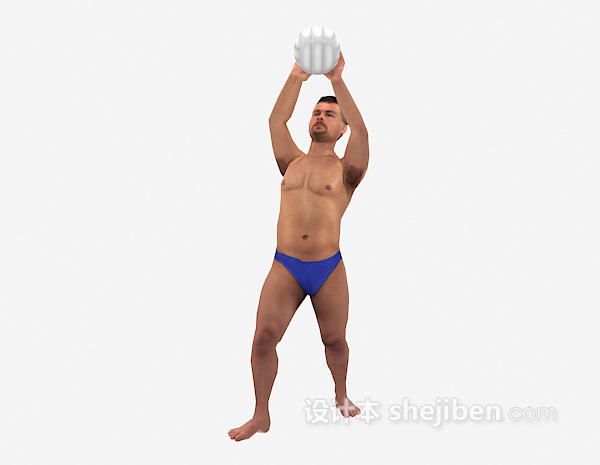 沙滩男人max人物3d模型下载