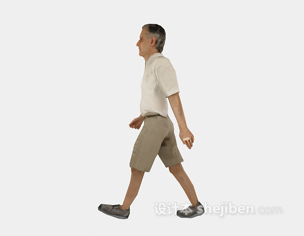 老人走姿人物3d模型下载
