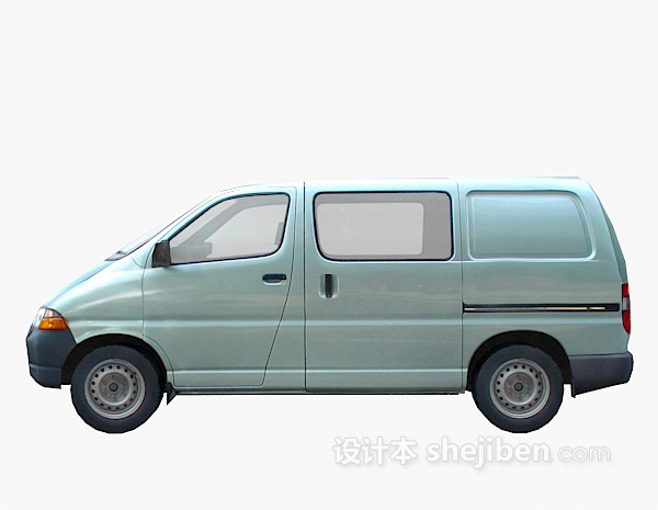 银色面包车车3d模型下载