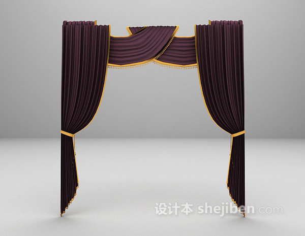 欧式宫廷风格窗帘3d模型下载