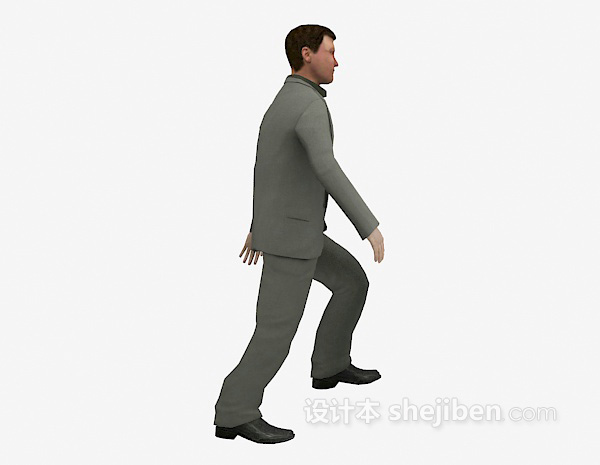 穿西装男人走姿3d模型下载