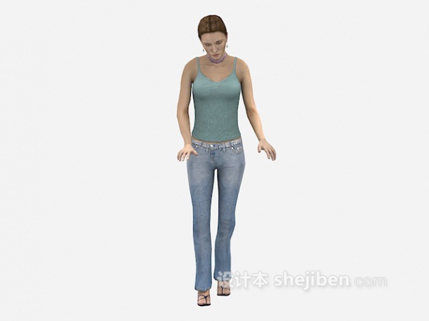 低头女人3d模型下载